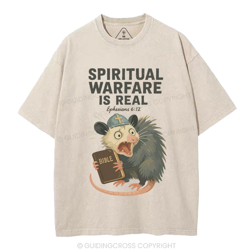 Spiritual Warfare Is Real Christian Washed T-Shirt