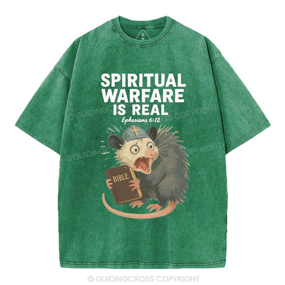 Spiritual Warfare Is Real Christian Washed T-Shirt