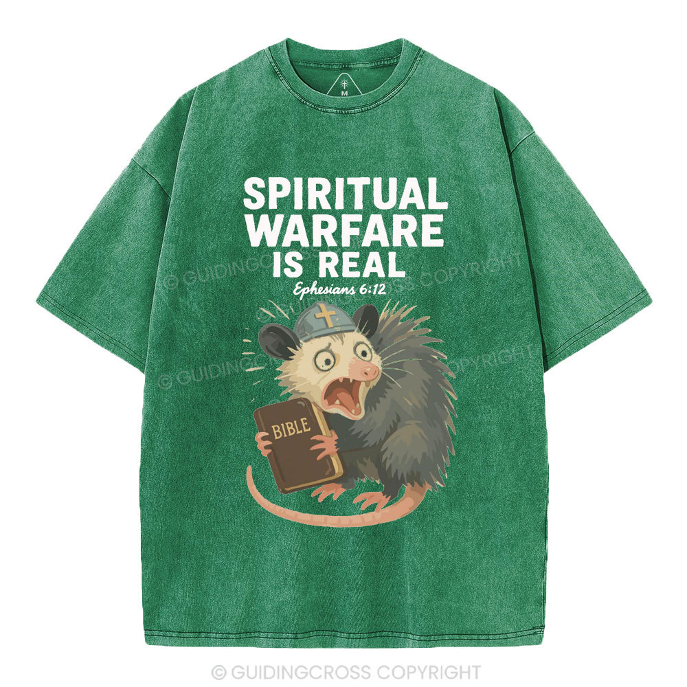 Spiritual Warfare Is Real Christian Washed T-Shirt