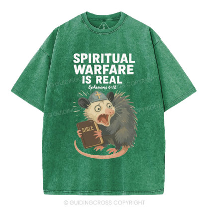 Spiritual Warfare Is Real Christian Washed T-Shirt