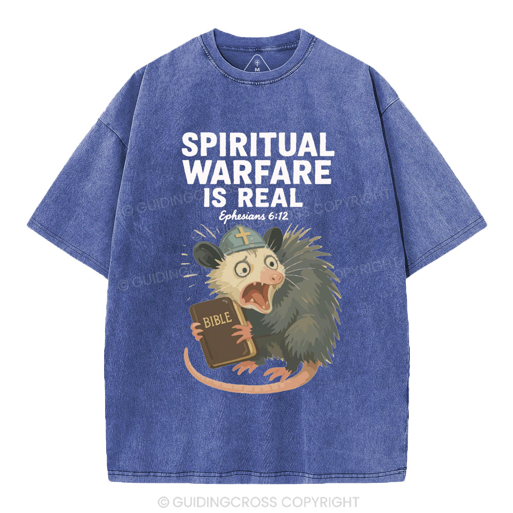 Spiritual Warfare Is Real Christian Washed T-Shirt