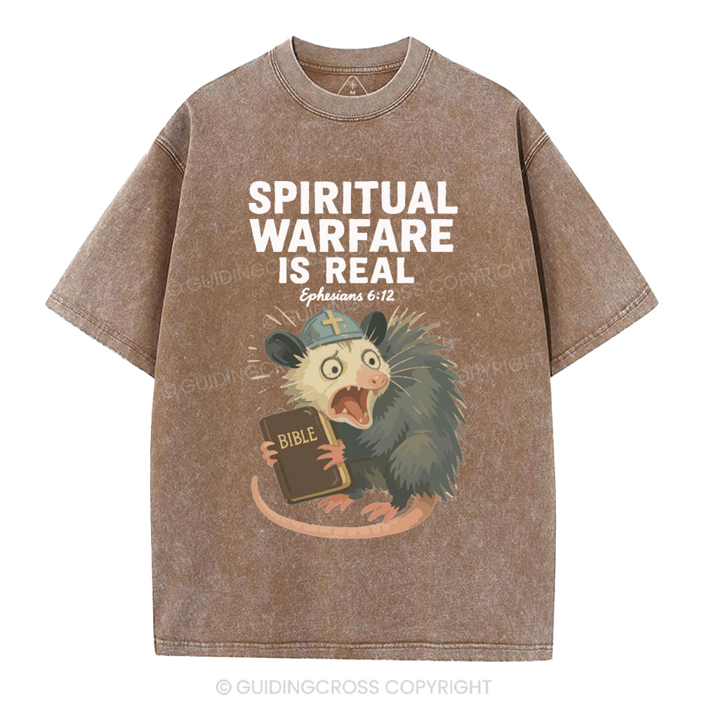 Spiritual Warfare Is Real Christian Washed T-Shirt