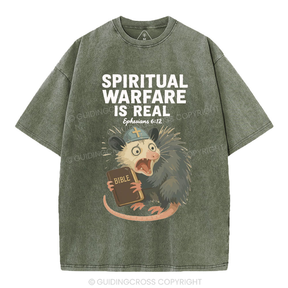 Spiritual Warfare Is Real Christian Washed T-Shirt