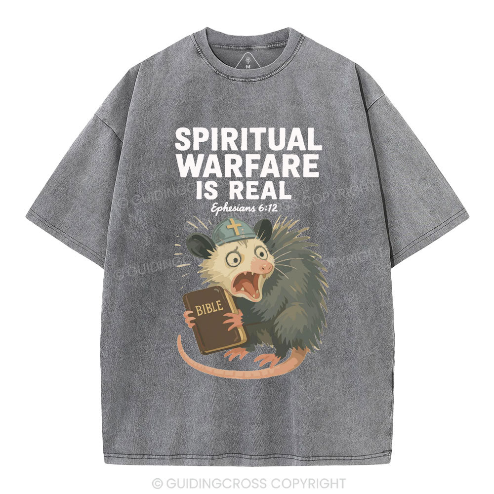 Spiritual Warfare Is Real Christian Washed T-Shirt