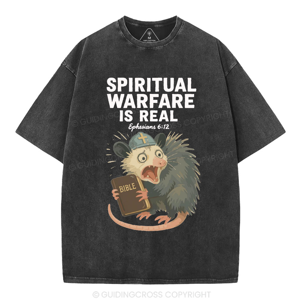 Spiritual Warfare Is Real Christian Washed T-Shirt