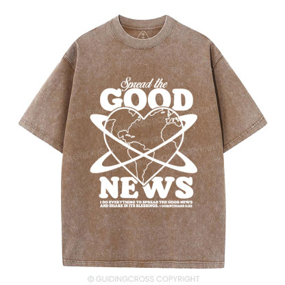 Spread The Good News Christian Washed T-Shirt