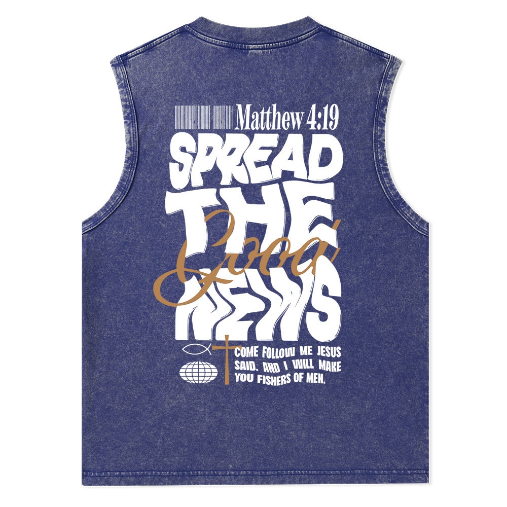 Spread The Good News Christian Washed Tank Top