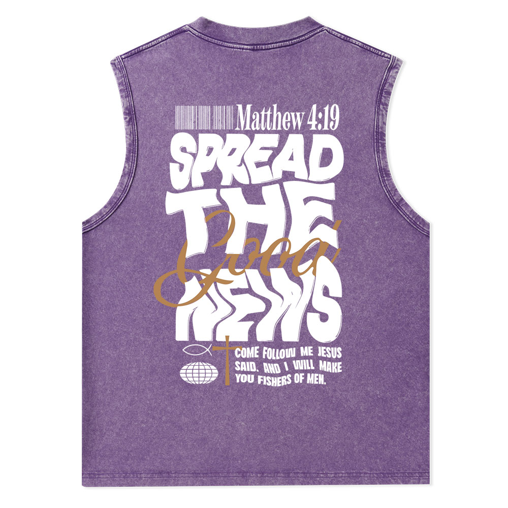 Spread The Good News Christian Washed Tank Top