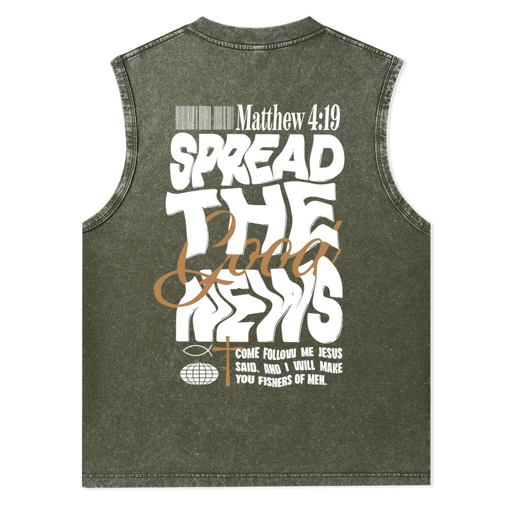 Spread The Good News Christian Washed Tank Top