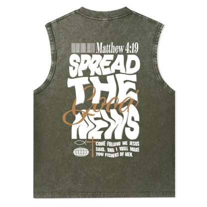 Spread The Good News Christian Washed Tank Top