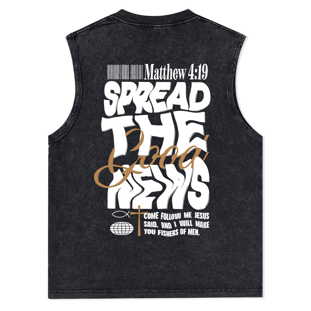 Spread The Good News Christian Washed Tank Top