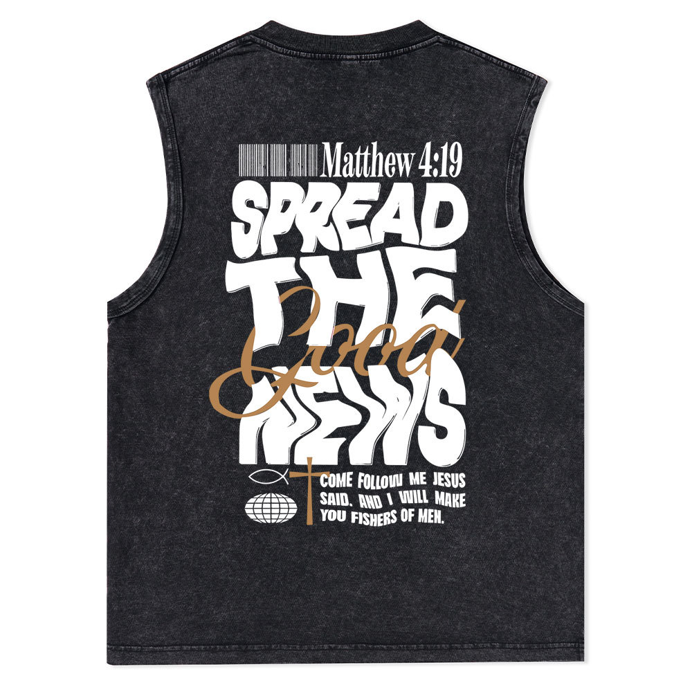 Spread The Good News Christian Washed Tank Top