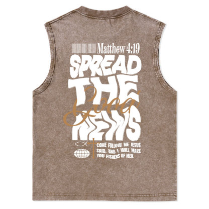 Spread The Good News Christian Washed Tank Top