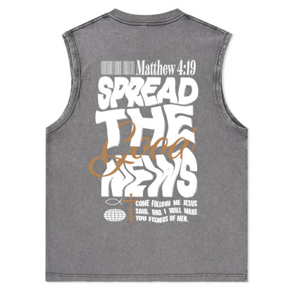 Spread The Good News Christian Washed Tank Top