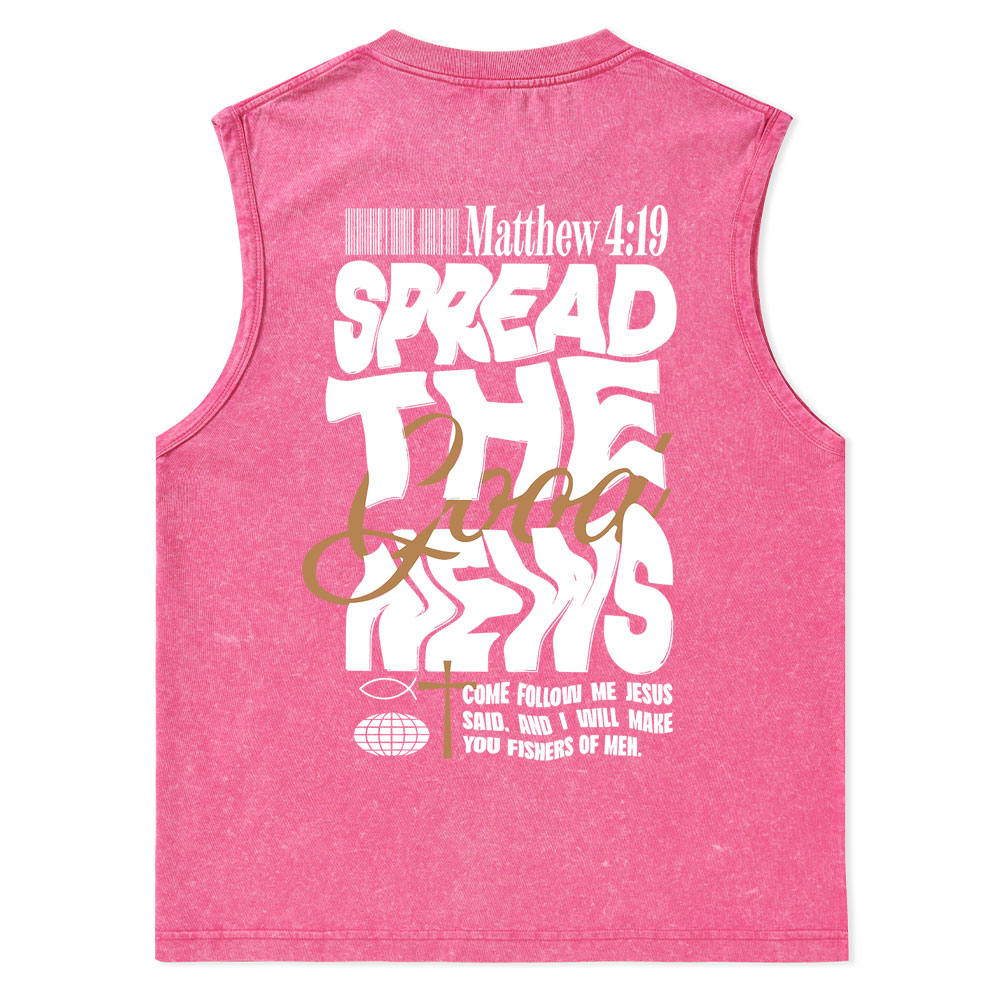 Spread The Good News Christian Washed Tank Top