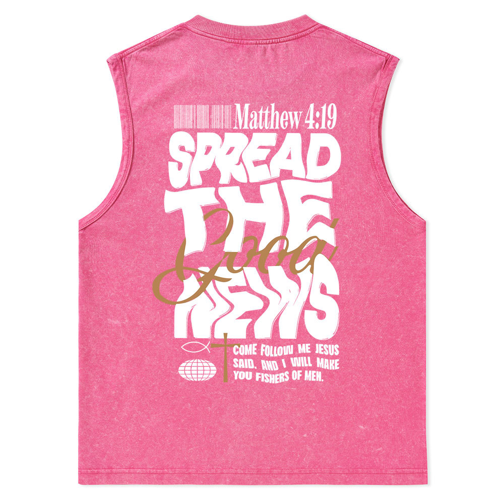 Spread The Good News Christian Washed Tank Top
