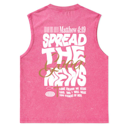 Spread The Good News Christian Washed Tank Top