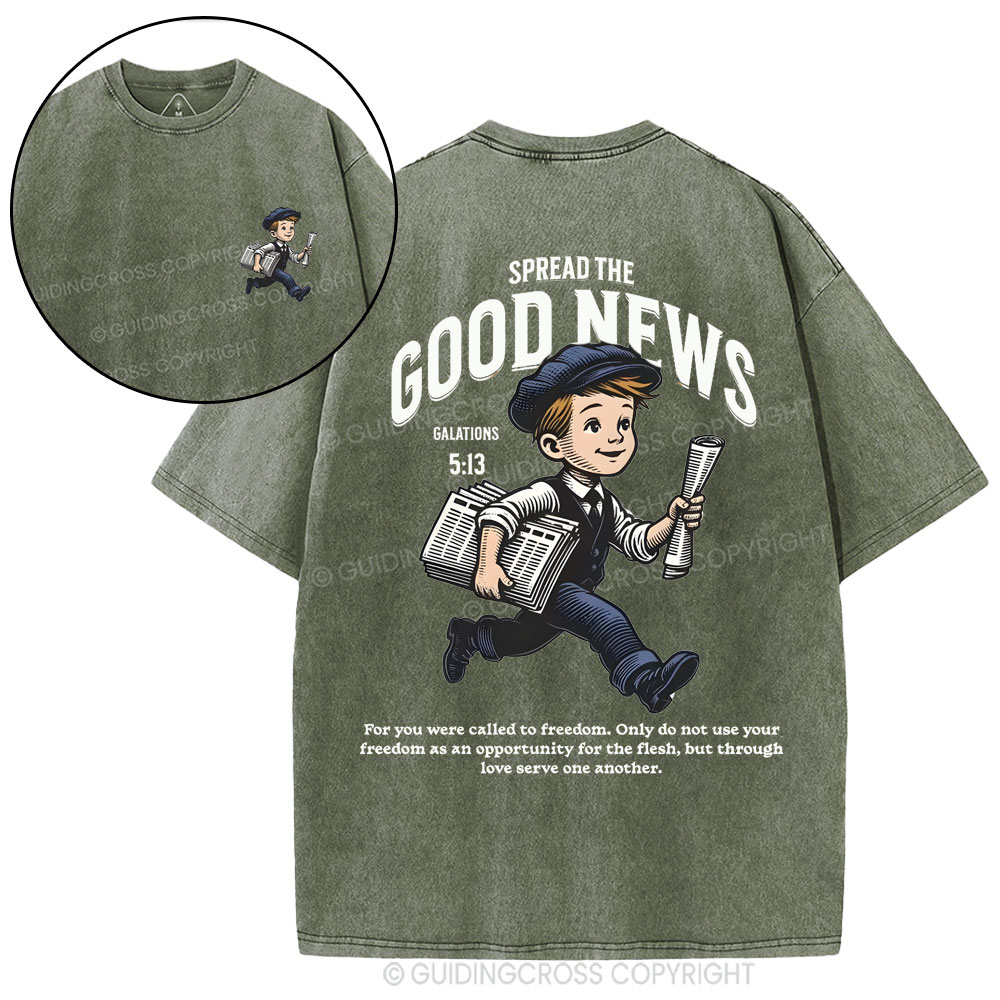 Spread The Good News  christian Washed T-Shirt