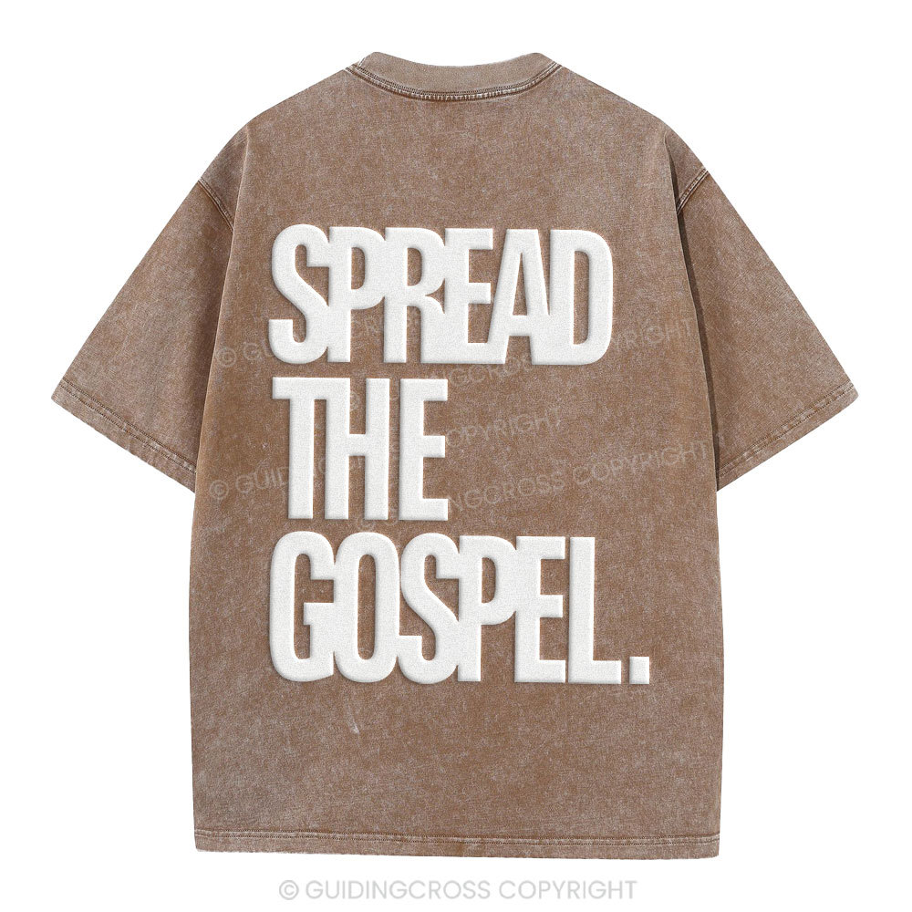 Spread The Gospel Christian Puff Printed Washed T-Shirt