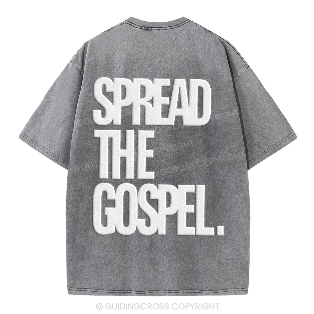 Spread The Gospel Christian Puff Printed Washed T-Shirt
