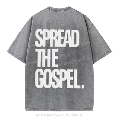 Spread The Gospel Christian Puff Printed Washed T-Shirt