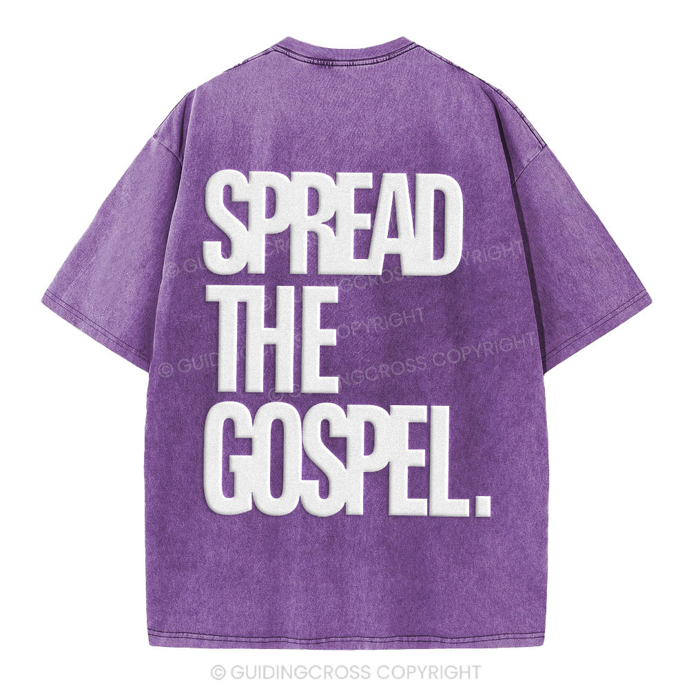 Spread The Gospel Christian Puff Printed Washed T-Shirt