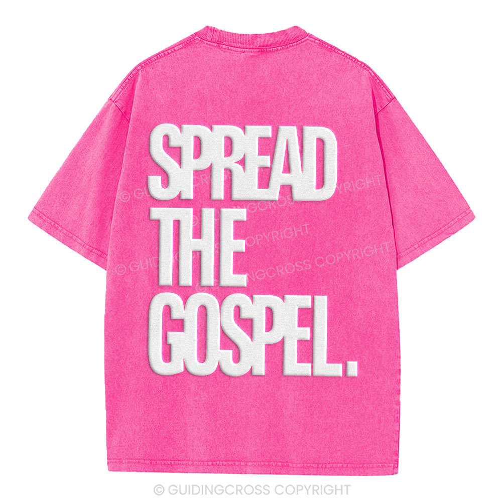 Spread The Gospel Christian Puff Printed Washed T-Shirt
