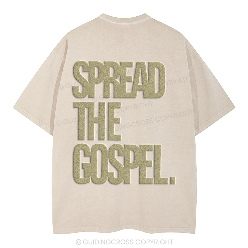 Spread The Gospel Christian Puff Printed Washed T-Shirt