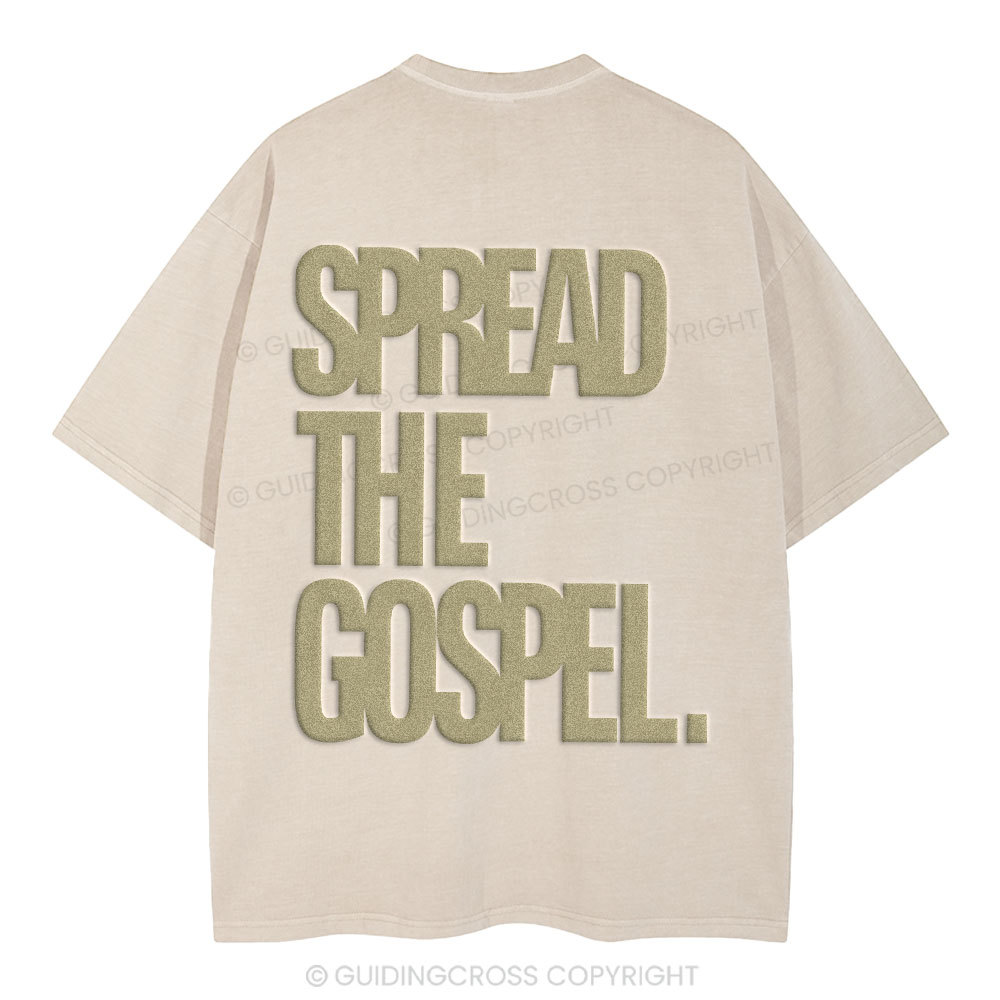 Spread The Gospel Christian Puff Printed Washed T-Shirt