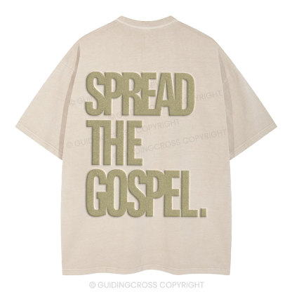 Spread The Gospel Christian Puff Printed Washed T-Shirt