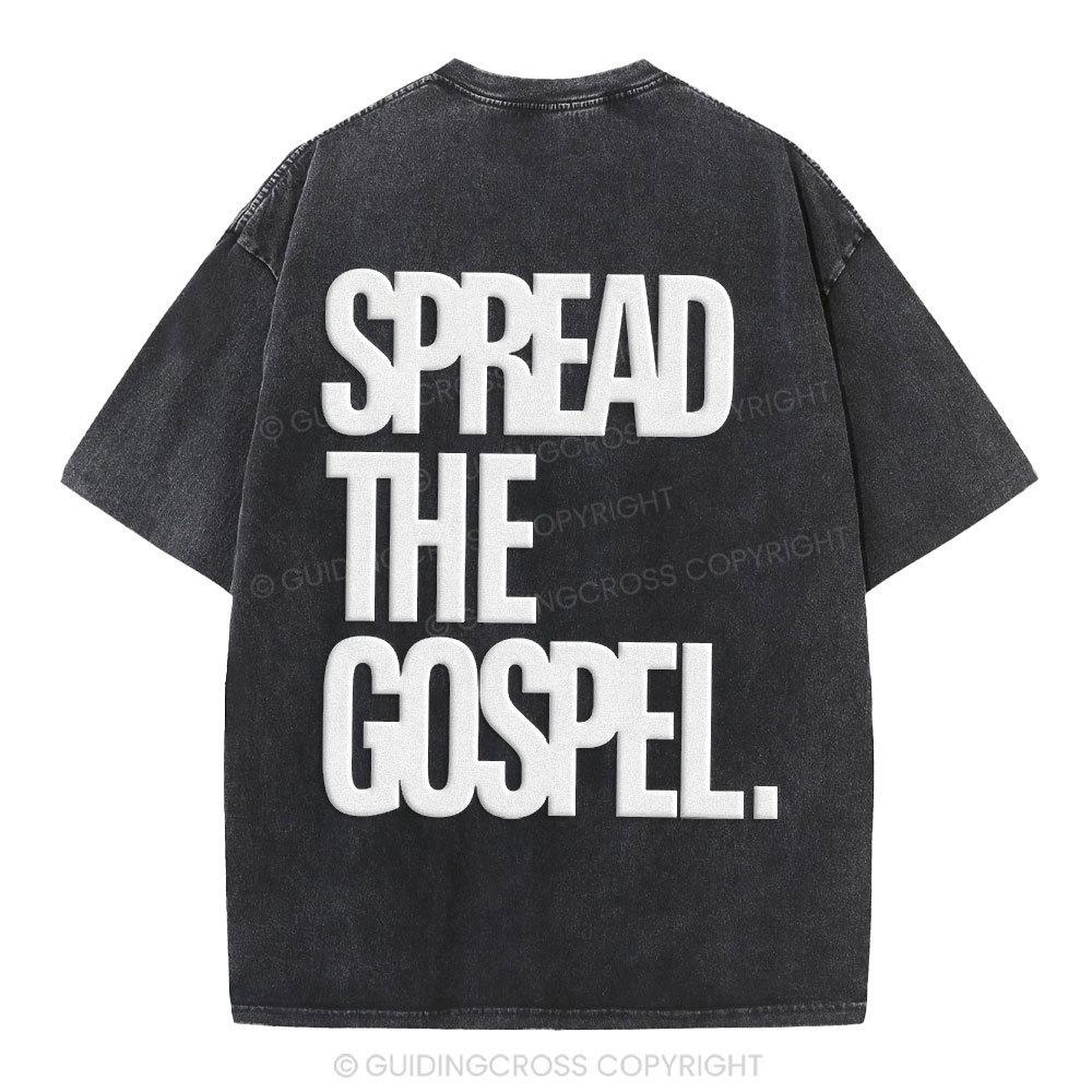 Spread The Gospel Christian Puff Printed Washed T-Shirt