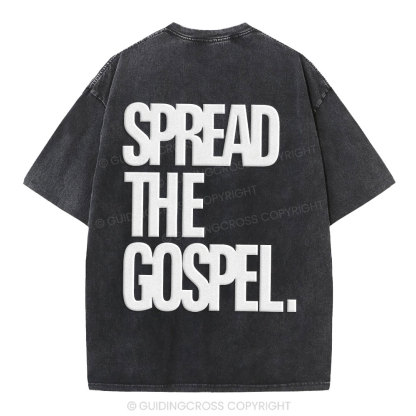 Spread The Gospel Christian Puff Printed Washed T-Shirt