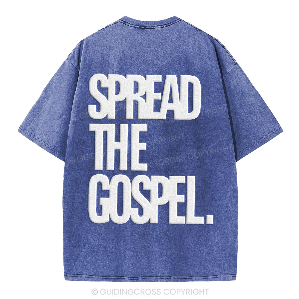 Spread The Gospel Christian Puff Printed Washed T-Shirt