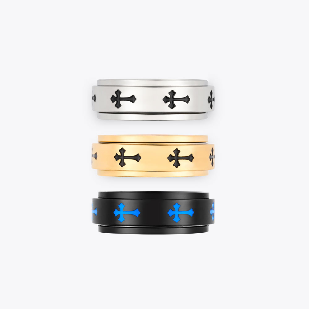 Stainless Steel Cross Spinner Ring – Bold Faith, Timeless Style