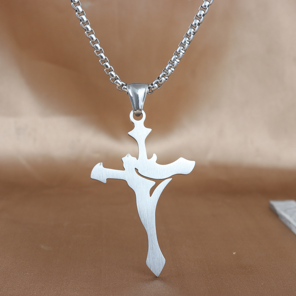Stainless Steel Zodiac & Cross Necklace