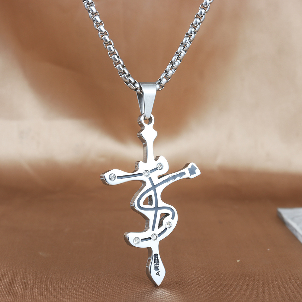 Stainless Steel Zodiac & Cross Necklace