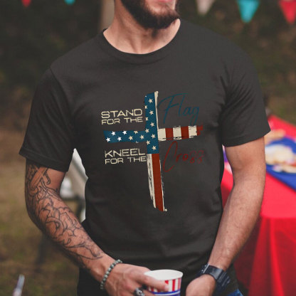 Stand For The Flag Kneel For The Cross Christian T-Shirt