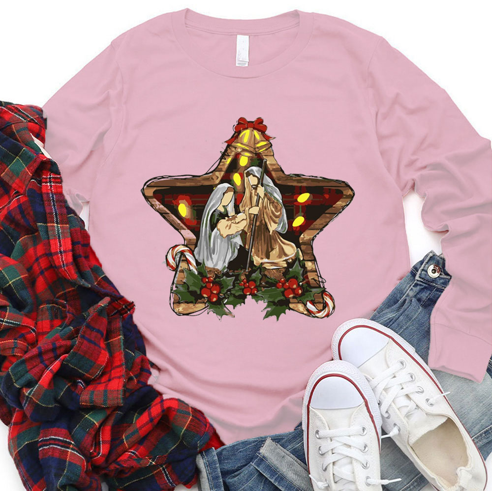 Star And Jesus Christian Long Sleeve T-Shirt