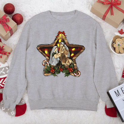 Star And Jesus Christian Christmas Sweatshirt