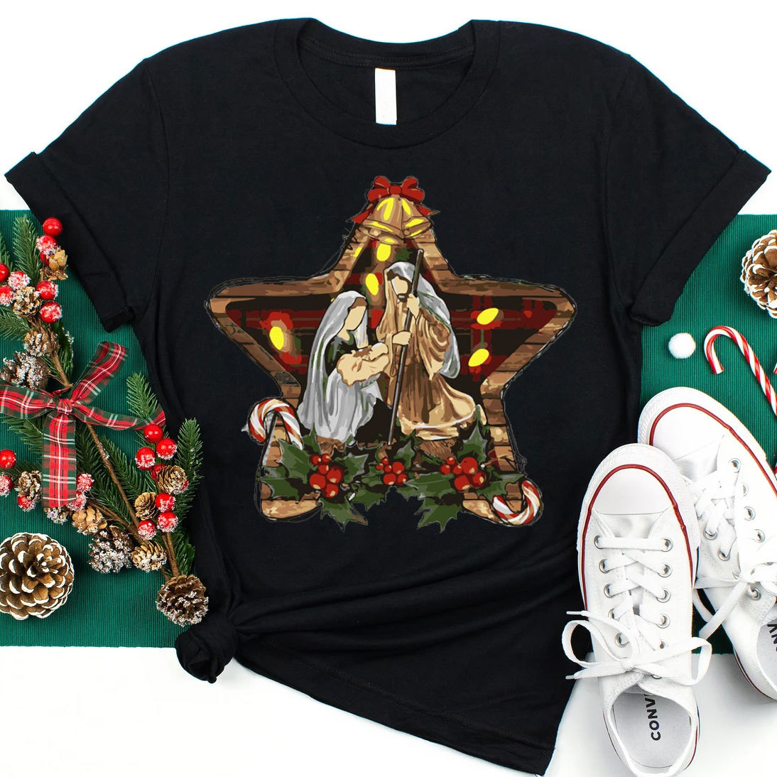 Star And Jesus Christmas T-Shirt