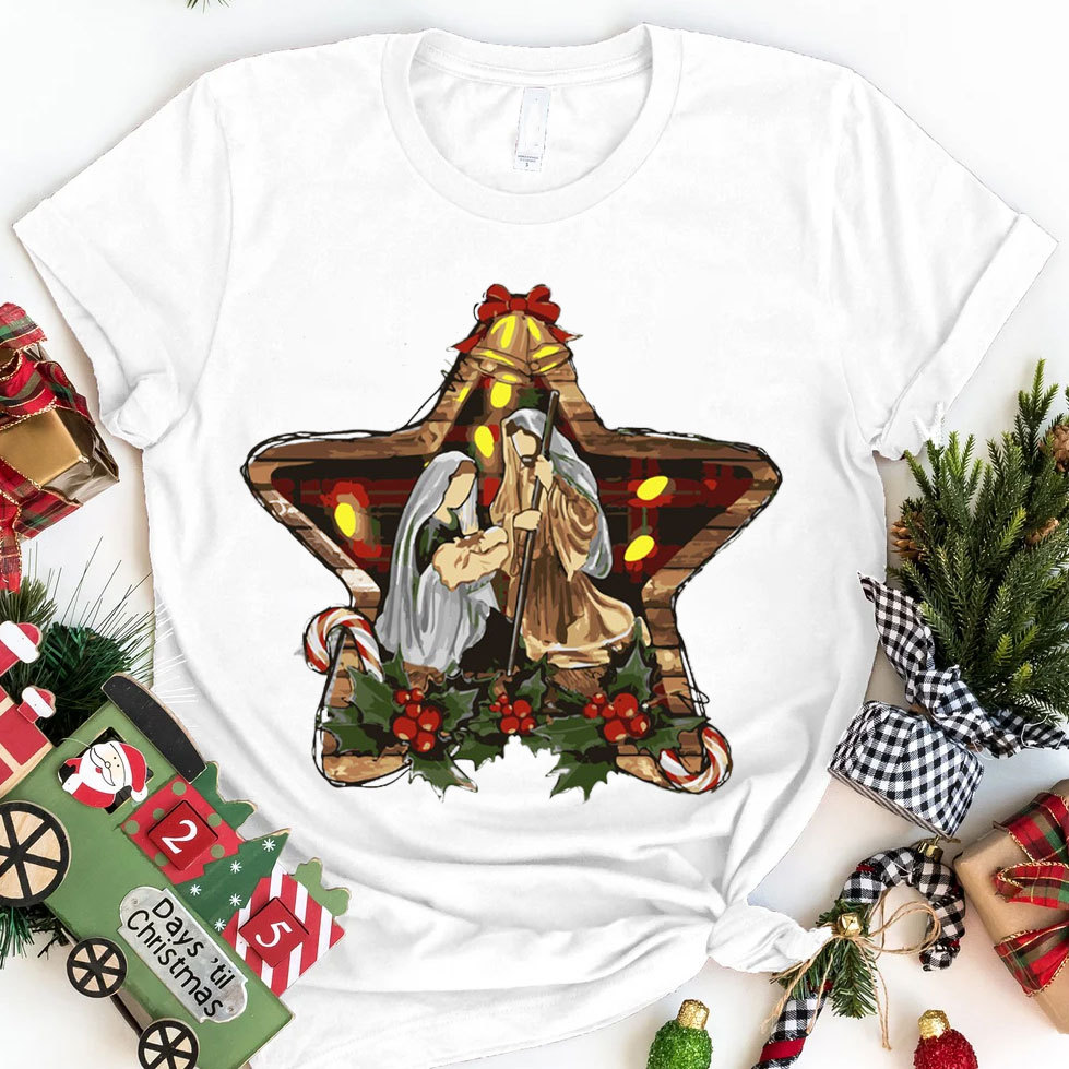 Star And Jesus Christmas T-Shirt