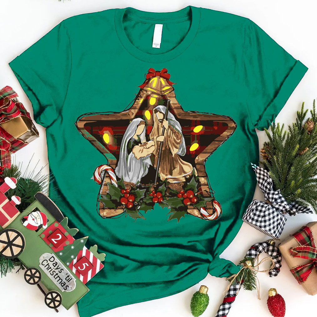 Star And Jesus Christmas T-Shirt