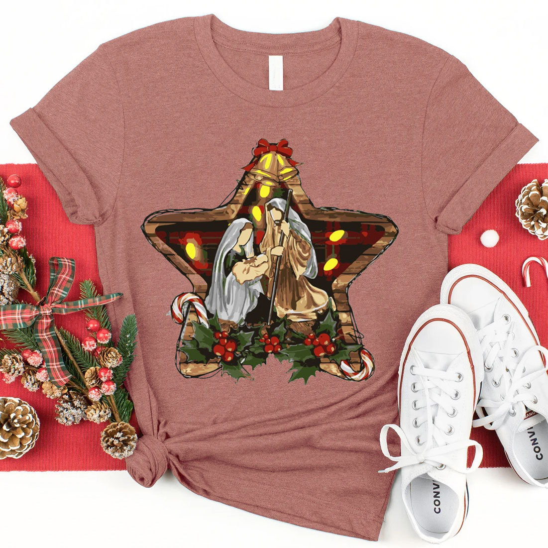 Star And Jesus Christmas T-Shirt