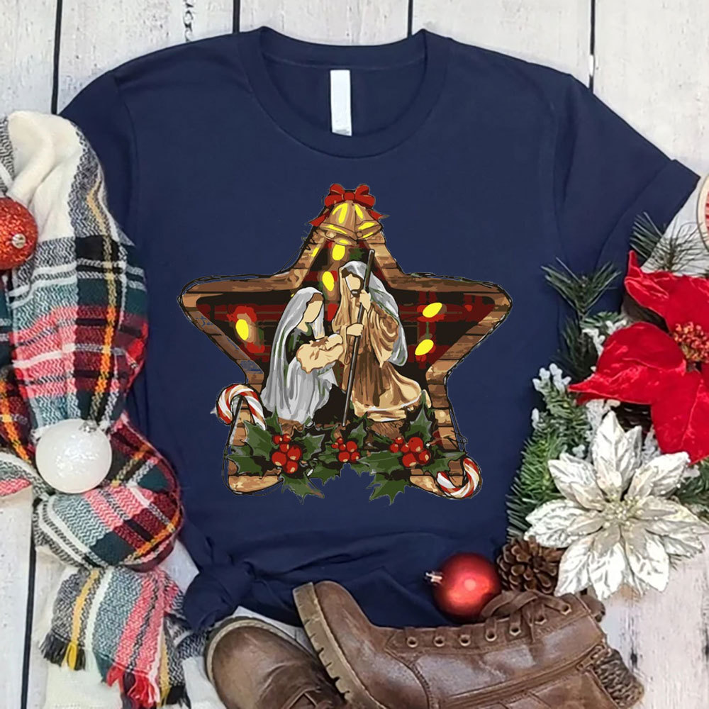 Star And Jesus Christmas T-Shirt