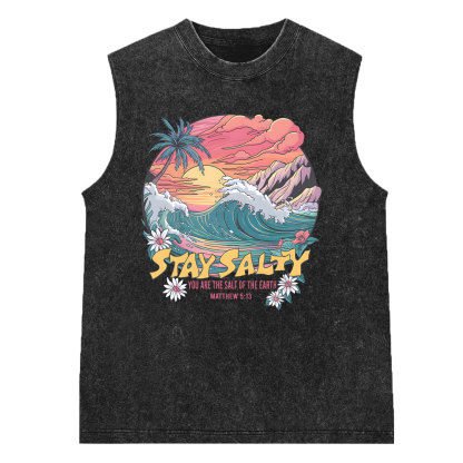 Stay Salty Christian Washed Sleeveless Tee