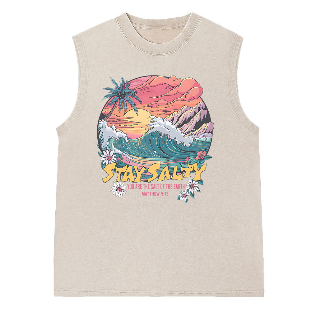 Stay Salty Christian Washed Sleeveless Tee
