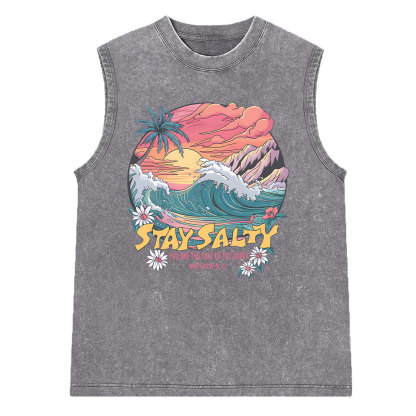Stay Salty Christian Washed Sleeveless Tee