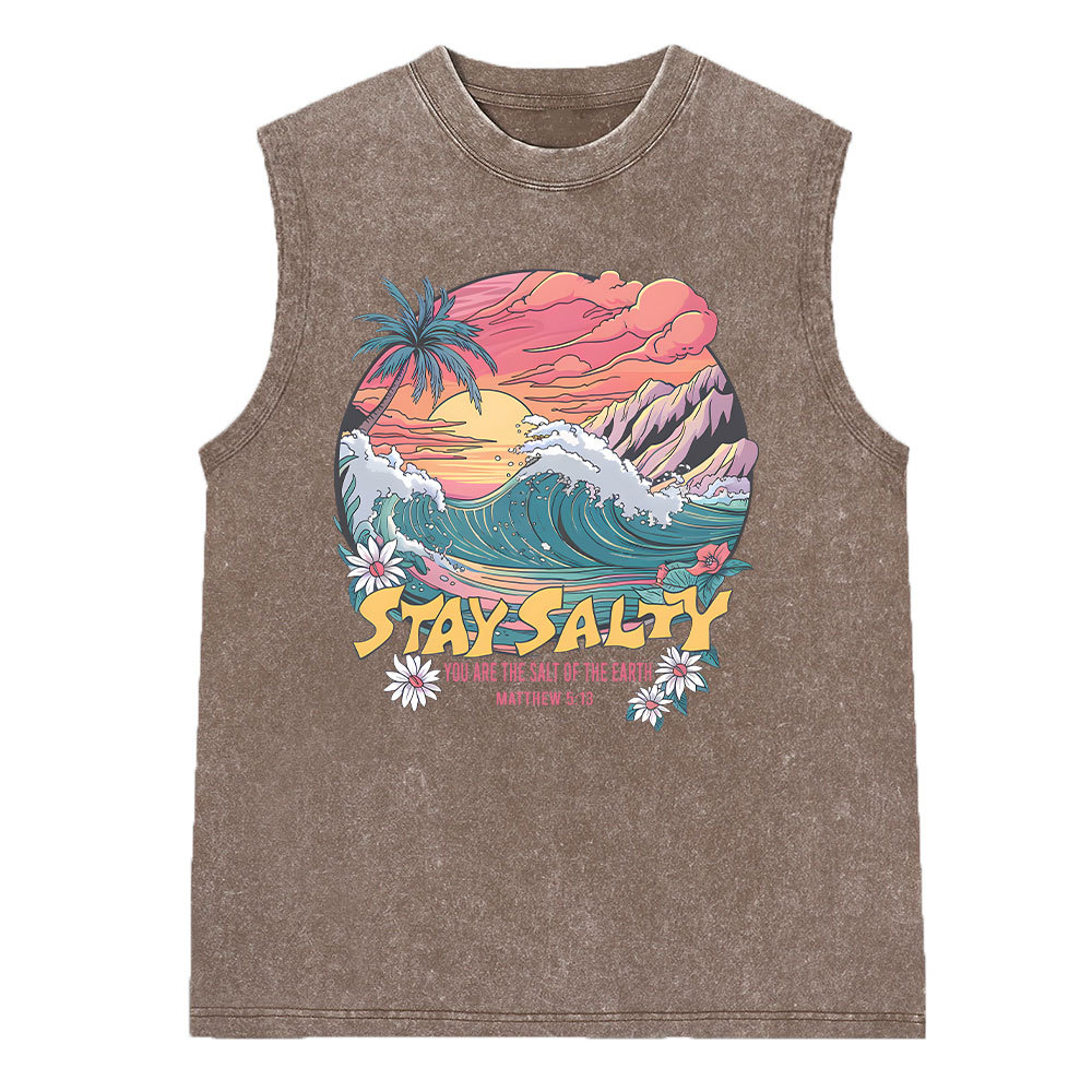 Stay Salty Christian Washed Sleeveless Tee