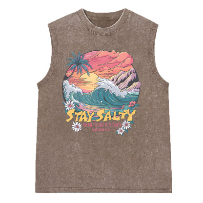 Stay Salty Christian Washed Sleeveless Tee