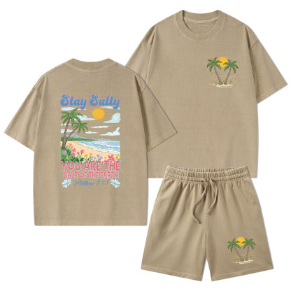 Stay Salty Christian Washed T-Shirt & Shorts